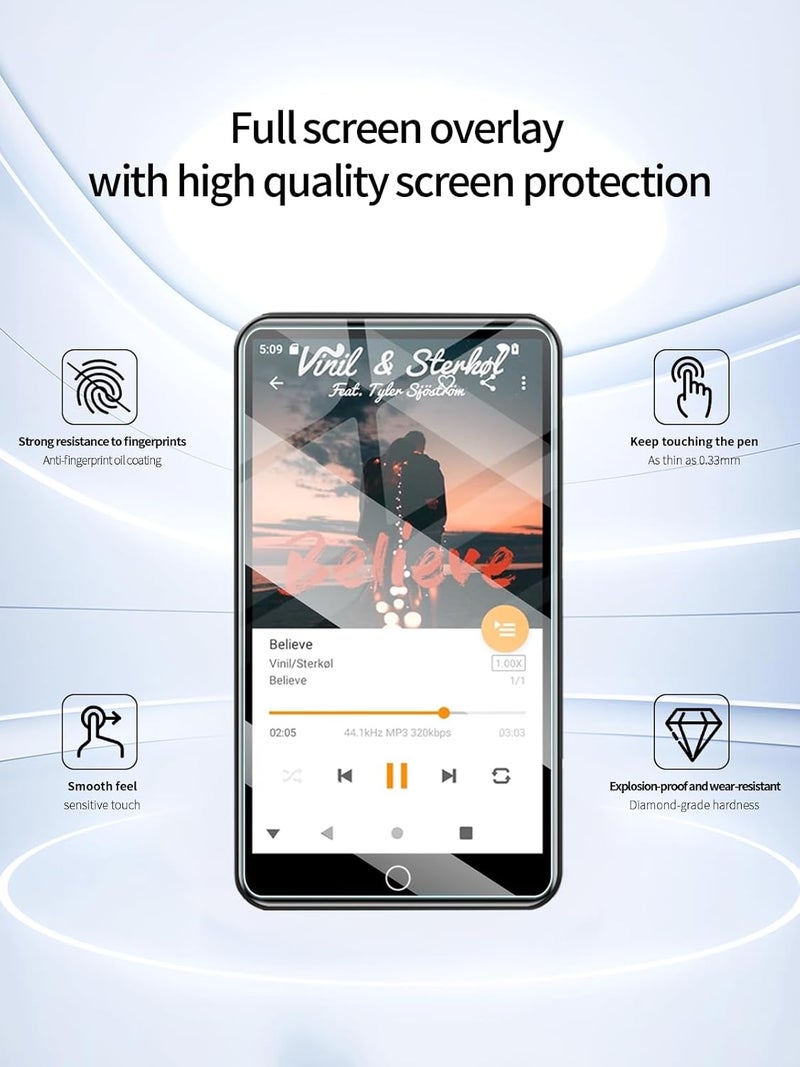 UYRUREL حماية شاشة لجهاز Fanvace MP3 و MP4 مع شاشة تعمل باللمس 4" ومكبر صوت، فيلم مقاوم للخدوش عالي الدقة، شفاف HD، خالي من الفقاعات مع مجموعة تركيب سهلة، 3 عبوات. - Image 2